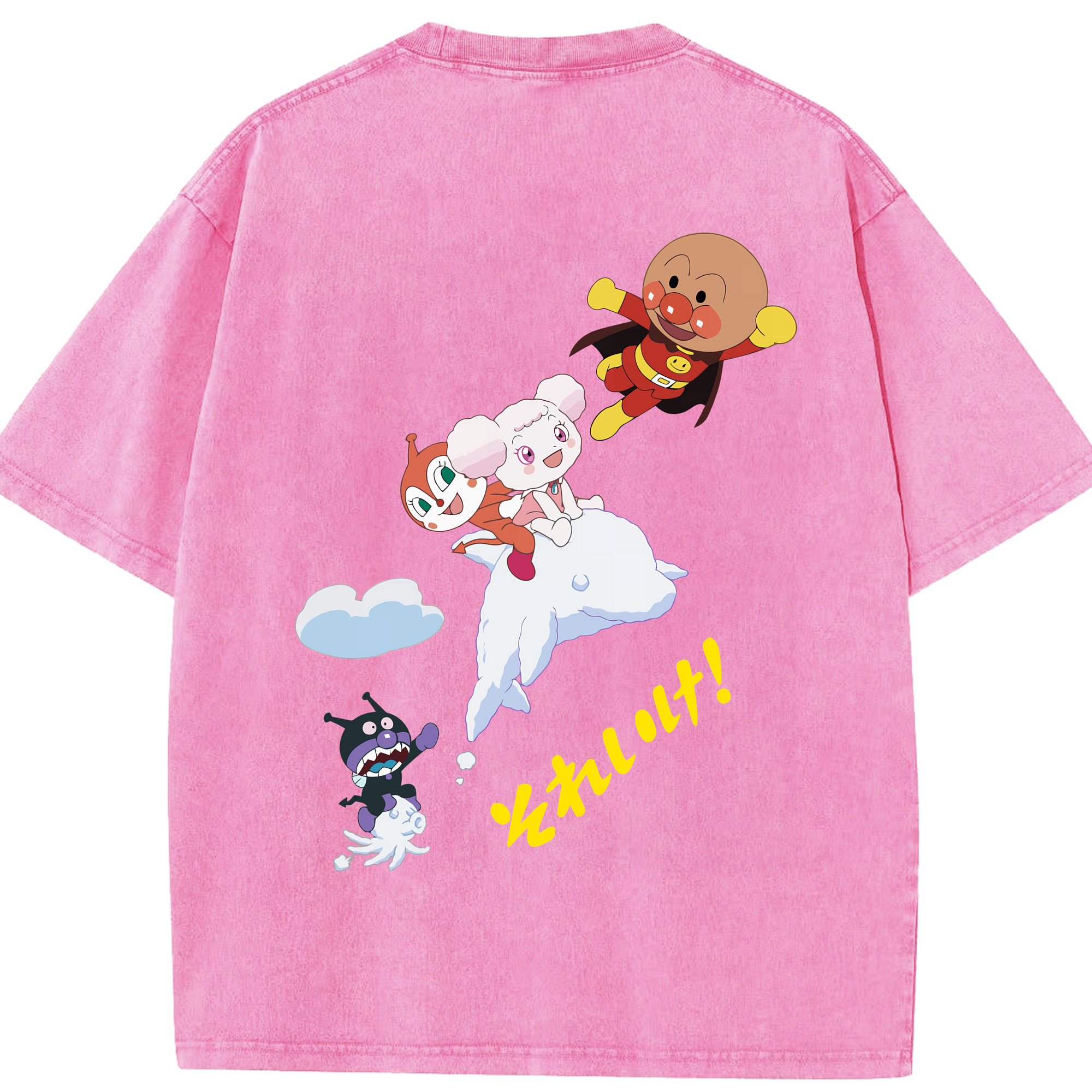 （画像用） アンパンマン Anpanman 綿100% ヴィンテージ風 半袖Tシャツ（背面プリント）